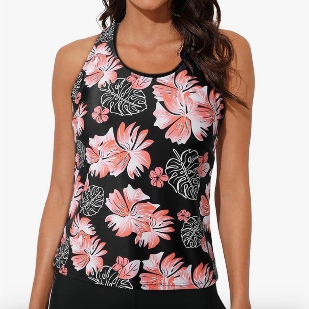 Tankini Swimsuits Athletic 3 pc tummy control with shorts modest S/ 307-6